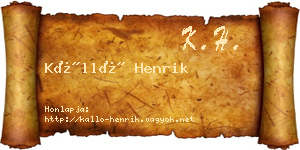 Kálló Henrik névjegykártya