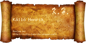 Kálló Henrik névjegykártya